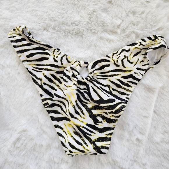 KENDALL + KYLIE O-Ring Cheeky Bikini Bottoms Acid Zebra Large - Picture 5 of 5